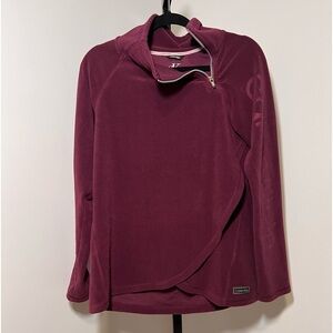 Calvin Klein Performance Mock Neck 1/4 Zip Pullover High Low in Maroon - Medium